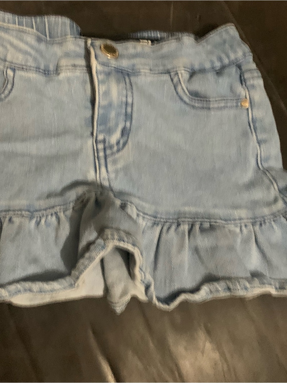 Light Blue Denim Ruffle Hem Girls Skirt